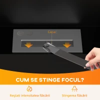 HOMCOM Șemineu pe Bioetanol de 0,9L pentru Durată de 3,3 ore, Bioșemineu Încastrabil din Oțel și Sticlă, 100x15x54 cm, Negru(m-5)