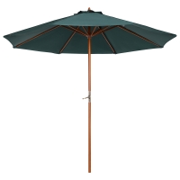 Outsunny Parasol en Bois pour Jardin avec Manivelle 2,5m Vert foncé