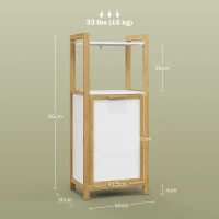 HOMCOM Badezimmerschrank aus Bambus mit Wäschekorb Bodenschrank Badezimmer Platzsparend - 2 Regale - Abmessungen 40L x 30B x 86,5H cm(m-3)