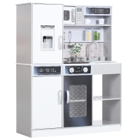 AIYAPLAY Cuisine Enfant, Cuisine En Bois Enfant 3+ Ans, Avec Micro-Ondes, Cuisinière, Espace De Rangement, Accessoires, Pour Enfants 3+ Ans, Bleu