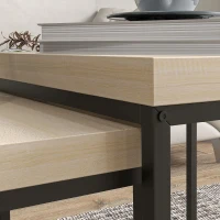 HOMCOM Set aus 2 ineinander stapelbaren Couchtischen quadratische Beistelltische Wohnzimmertische mit Stahlrahmen und Holzspanplatten(m-5)