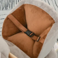 HOMCOM Schaukelpferd Schaukelbär Integrierter Stuhl Sicherheitsgurt Grunzfunktion Grau Braun(m-4)