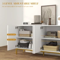 HOMCOM Bufet Modern pentru Living cu 4 Uși și Rafturi Reglabile, Închidere Moale, 140x40x75 cm, Alb(m-6)