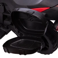 HOMCOM Kinder Elektromotorrad 6 V 3 km/h Licht- und Soundeffekte abnehmbare Räder Trittbretter Seitentaschen Metall PP Rot Schwarz(m-5)