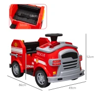AIYAPLAY Voiture de pompiers électrique pour enfants, max. 3 km/h, sirène, feux bleus, outils, pour les enfants de 3 à 5 ans(m-3)