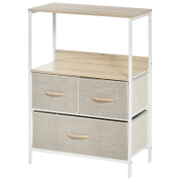 HOMCOM Kommode Aufbewahrungsmöbel mit 3 Stoffschubladen, Regal und oberem Tablett, 58L x 29B x 81,5H cm