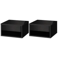 HOMCOM Set mit 2 wandmontierten Nachttischen Nachttisch Schublade Fach Ablagefläche aus Holz Maße 37L x 32B x 21H cm Schwarz(m-1)