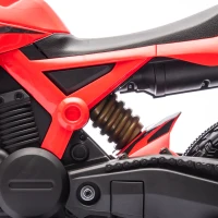 AIYAPLAY Moto cross électrique pour enfants 3-8 ans, batterie 6 V, 2 moteurs, klaxon et roues d'entraînement, charge 30KG, rouge(m-9)