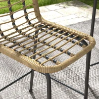 Outsunny 3-teiliges Set 1 runder hoher Bohème-Design-Tisch + 2 runde Hocker mit Fußstütze aus Metall für 2 Personen Natur(m-4)