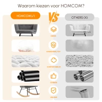 HOMCOM Schommelstoel babykamer, retro design massief hout Donkergrijs(m-6)