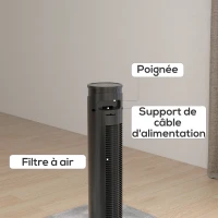 HOMCOM Turmventilator Fernbedienung 12 Stunden Timer Schlafmodus 3 Geschwindigkeiten schwenkbarer Ventilator 70° Schwarz(m-4)