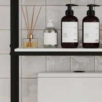 HOMCOM Mueble sobre Inodoro Armario sobre Inodoro con Estantes Ajustables y Compartimento Abierto 79,5x23x178 cm Multicolor(m-8)