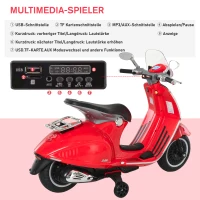 HOMCOM Moto Électrique pour Enfants, Moto pour Enfants 6V avec Phares, Musique, Marche Avant et Arrière, Roues de Formation, Capacité de 30 kg, Moto Électrique pour Enfants de 3 à 6 Ans, Rouge(m-4)