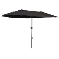 Outsunny Chapéu de Sol Duplo 4,55x2,68x2,38 m Chapéu de Sol de Jardim com Manivela Manual Resistente à Água e com Proteção Solar UV para Terraço Pátio Preto(m-10)