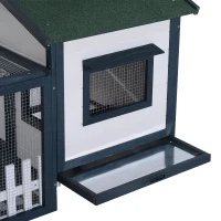 PawHut Cabane pour petits animaux avec enclos extérieur en bois de sapin résistant aux intempéries Vert + Blanc(m-5)