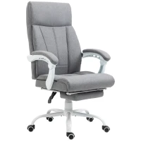 Vinsetto Fauteuil de bureau, Fauteuil pivotant, dossier inclinable, réglable en hauteur, jusqu'à 120 kg, aspect lin, Gris(m-1)