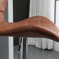 HOMCOM Set von 2 Zeitgenössischen Design Barhockern Höhenverstellbar 59-81 cm 360° drehbar PU braun(m-4)