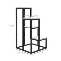 Outsunny Étagère à fleurs, 4 étages, intérieur & extérieur, structure métallique, 34L x 34l x 70H cm, Noir+Blanc(m-3)