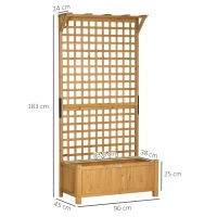 Outsunny Verhoogd Tuinbed met Klimrek en Dak, Plantenbak, Bloementuin, weerbestendig, Hout, 90 x 45 x 183 cm, Geel(m-3)