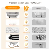 HOMCOM schommelstoel accentstoel tot 120 kg, polyester, lichtgrijs(m-8)