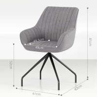 HOMCOM Fauteuil pivotant avec accoudoir, Chaise d'appoint moderne avec pieds en métal pour salon, chambre, bureau, Gris(m-3)