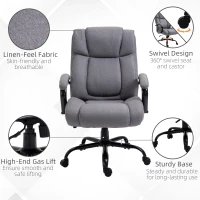 Vinsetto Chaise de Bureau Fauteuil de Bureau Chaise de Jeu Chaise Pivotante Fonction Basculement Rembourrage Épais Ergonomique avec Accoudoirs Ajustables Capacité de Charge 220 kg Gris clair 72,5x83x110-118 cm(m-4)