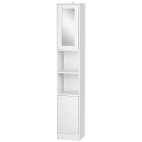 kleankin Badezimmersäulenschrank hoher Schrank mit verstellbarem Regal - 30 x 28 x 170 cm - Weiß