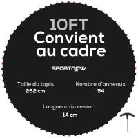 SPORTNOW Ersatz-Sprungtuch für Trampolin, Sprungtuch-Ersatz, kompatibel mit Trampolin Ø 3 m und 14 cm Federn(m-6)