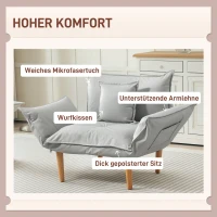 HOMCOM 2-in-1 Verstelbare Loungefauteuil, Vloersofa met Kussen, Gepolsterde Stoel, voor Woonkamer, Slaapkamer, Lichtgrijs(m-4)