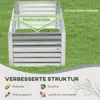 Outsunny Plantenbak, Handzaam Bloembed voor Planten, Koesteren en Verzorgen, Verhoogde Bed, Staal, Zilver(m-5)