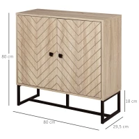 HOMCOM Buffet Schrank 2 Türen Holz und metallische Füße Schwarz 80L x 29,5B x 80H cm(m-3)
