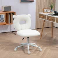 HOMCOM Chaise de Bureau Réglable en Hauteur, Teddy, 50 cm x 56 cm x 90 cm, Blanc(m-2)