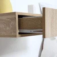 HOMCOM Set von 2 Wand-Nachttischen - Set von 2 Nachttischen - Schublade, Tablett - Spanplatten Eichenoptik(m-4)