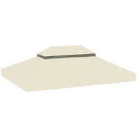 Outsunny Paviljoen Vervangingsdak, 3 x 4 m, Vervangzeil met Waterafvoergaten, Polyester, Zonbescherming, UPF30+, Crèmewit(m-10)