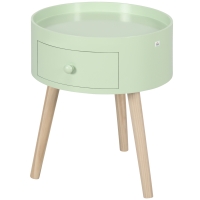 HOMCOM Couchtisch Nachttisch runder Nachttisch skandinavisches Design Beistelltisch mit Schublade schrägen konischen Beinen aus massivem Holz