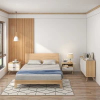 HOMCOM Nachttisch mit Schublade und Fach im skandinavischen Stil aus Spanplatte mit massiven Holzbeinen 50 x 39,5 x 49,5 cm Chevron-Muster(m-2)