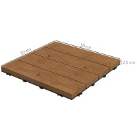 Outsunny Terrassenfliesen - Gepunktete Holzfliesen - Set von 12 Stk., Maximale Fläche 1,08 m² - Steckbar, Sehr einfache Installation(m-3)