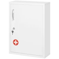 kleankin Armoire à pharmacie, 3 compartiments, verrouillable, avec compartiment pour ordonnances, boîtier robuste en acier, blanc, 40 x 15 x 53,5 cm(m-1)