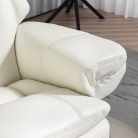 HOMCOM Relaxfauteuil met Voetenbank, 360° Draaibaar, Ergonomisch, Kunstleer, 94 x 98 x 104 cm, Crèmewit(m-8)