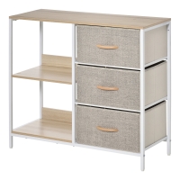 HOMCOM Kommode mit 3 herausnehmbaren Schubladen aus Stoff, 2 Regalen und 1 großem Tisch 80 x 29 x 71 cm beige