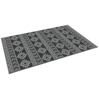 Outsunny Tapis d'extérieur, imperméable, design réversible, fibre de plastique de qualité, noir+gris, 182 x 274cm
