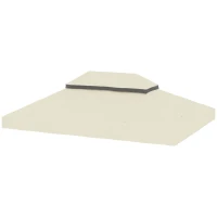 Outsunny Paviljoen Vervangingsdak, 3 x 4 m, Vervangzeil met Waterafvoergaten, Polyester, Zonbescherming, UPF30+, Crèmewit(m-1)