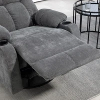 HOMCOM Fauteuil relaxant avec repose-pieds, fauteuil inclinable, pivotant, jusqu'à 150 kg, cadre en acier, 88x96x108 cm, Gris foncé(m-5)