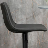 HOMCOM Set aus 2 höhenverstellbaren schwenkbaren Barhockern im Vintage-Stil mit Fußstützen aus Kunstleder - Schwarz - Höhenverstellbar 90-110 cm(m-5)