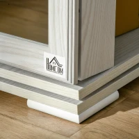 HOMCOM Verriegelbare Schmuckdrehbox mit Spiegel - Schmuckschrank mit Spiegel - MDF Hellgrau(m-5)