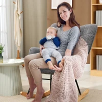 HOMCOM Schommelstoel babykamer, retro design massief hout Donkergrijs(m-2)