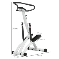 SPORTNOW Stepper avec guidon 12 niveaux de résistance réglables, écran LCD, 2 roues et pédales antidérapantes, blanc et noir(m-3)