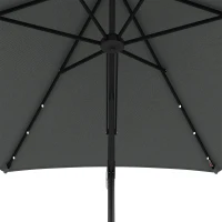Outsunny Parasol de jardin, parasol déporté, LEDs, module solaire, résistant aux intempéries, avec housse de protection, Ø290 x 260 cm, Gris foncé(m-5)