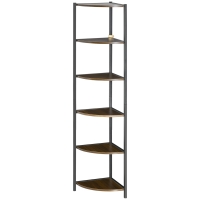 HOMCOM Etagere Ecke 5 Ebenen Eckregal Metallrahmen Industriestil - 34 x 34 x 166 cm Braun Schwarz