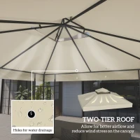 Outsunny invelis de inlocuire pentru Pergola de Gradina cu Doua Nivele si Orificii de Drenaj, 300x300 cm, Alb Crem(m-4)